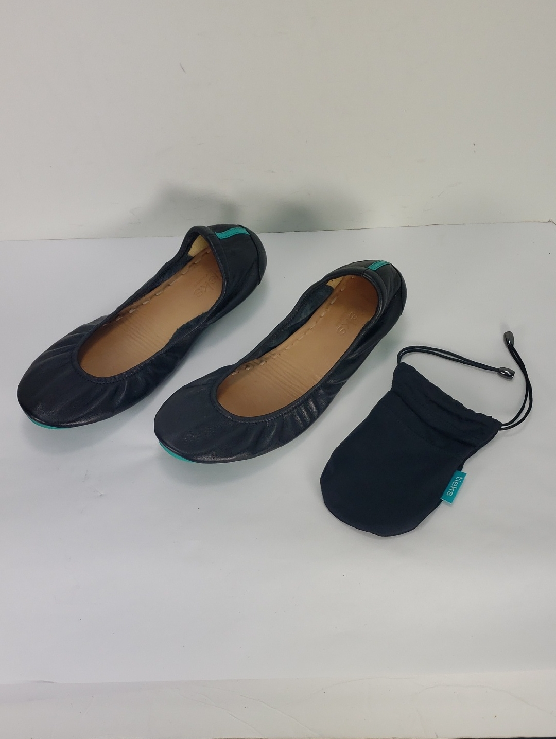 Tieks By Gavrieli Black Nappa Leather Foldable Ballet Flats Shoes Women's 9